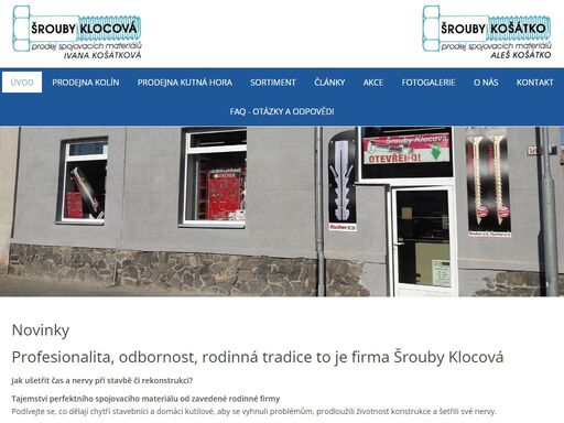 prodejny spojovacího materiálu v kolíně a  kutné hoře.