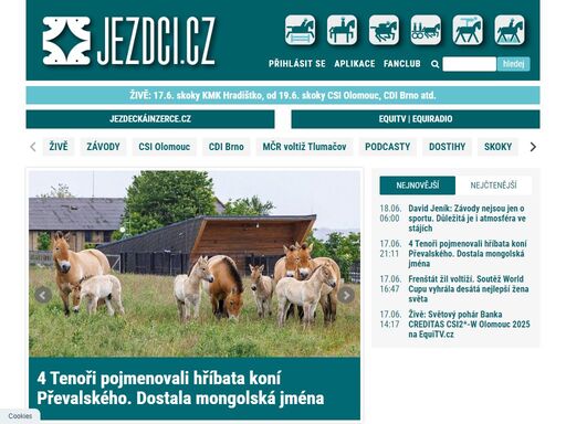 jezdci.cz | koně, jezdectví, jezdci, jezdecké závody, souteže, rozpisy, výsledky, skoky, drezura, všestrannost, sprežení, voltiž, vytrvalost, reining, netradiční disciplíny, články, reportáže, komentáře, rozhovory, inzerce, anonce, nabídky, poptávky, pozvánky, oznámení,jezdecký sport