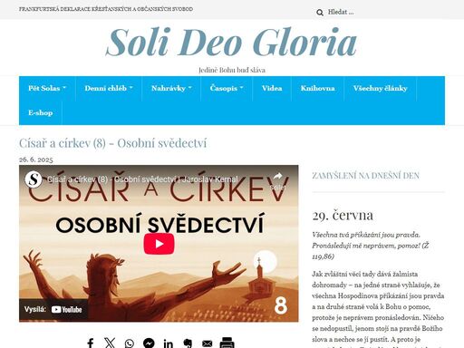 pro církev reformovanou a stále se reformující. články, kázání, zamyšlení, nahrávky i videa, která mají za cíl oslavovat pána ježíše krista, vést k pravdě.