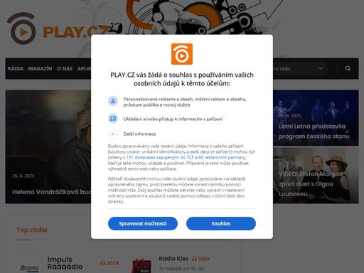 česká a zahraniční rádia online, hudební magazín, youtube videa.
