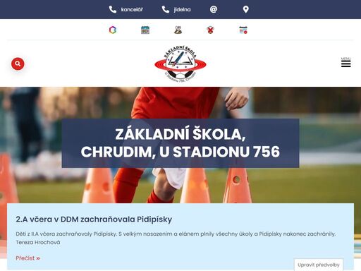 základní škola u stadionu, chrudim, s rozšířenou výukou tělesné výchovy poskytuje výborné zázemí pro výuku a sportovní rozvoj vašich dětí.