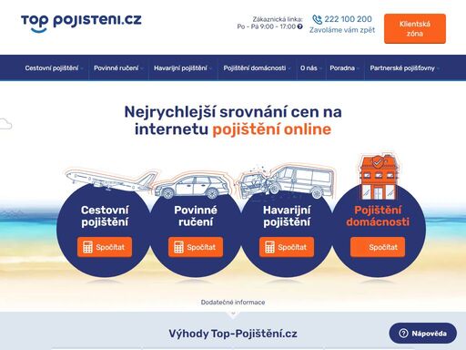 srovnání pojištění online, ušetříte čas i peníze! povinné ručení, havarijní pojištění či cestovní pojištění. top-pojištění.cz jednoduše, rychle a přehledně!