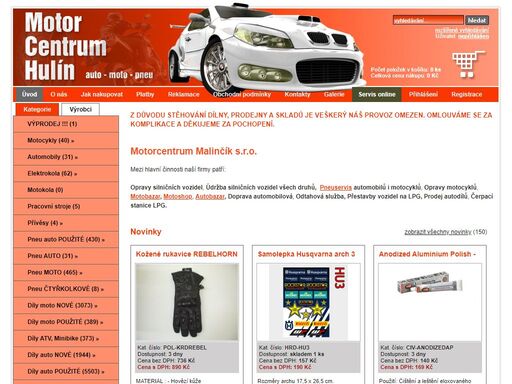 prodej motocyklů, motooblečení, autoservis, motoservis, motobazar - motorcentrum-hulin.cz