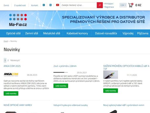 specializovaný velkoobchod s materiálem pro výstavbu datových sítí. orientuje se zejména na prodej prvků pro budování optické a metalické infrastruktury.