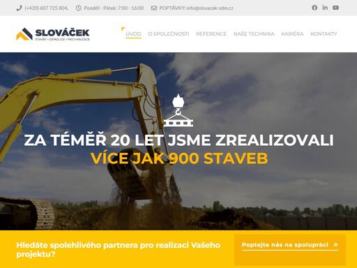 firma slováček s.r.o. se zaměřuje na realizaci zemních prací, nákladní autodopravu, demolice a recyklace stavebního materiálu