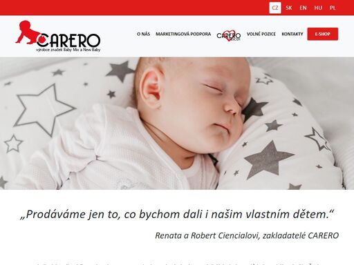 společnost carero s.r.o. - prémiový distributor kojeneckého zboží.