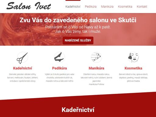 salon ivet vám nabízí profesionální služby v oboru kadeřnictví, pedikúra, manikura a kosmetika. postarám se o vás od hlavy až k patě. přijďte ke mě do salonu ve skutči