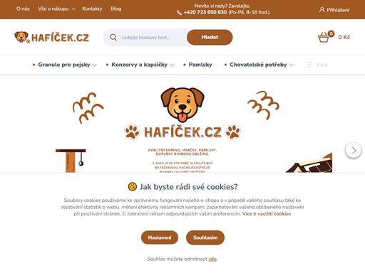 e-shop, psy, kočky, krmivo, pamlsky, chovatelské potřeby, pelíšky, hračka pro psa, hafíček.cz hafíček.cz – český e-shop s láskou ke zvířatům. krmiva, pamlsky, pelíšky, hračky a chovatelské potřeby s rychlým doručením.