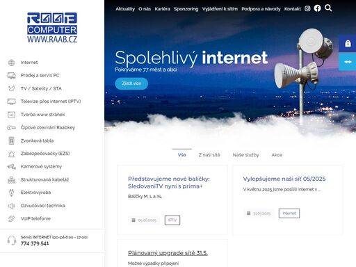 raab computer - stabilní, rychlé a cenově výhodné připojení k internetu s televizí a voláním.