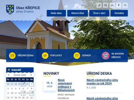 oficiální stránky obce křepice