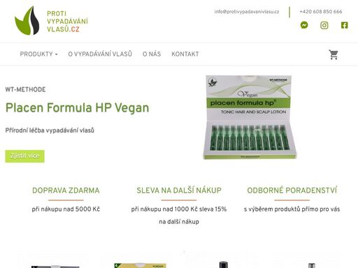 prodej vlasových přípravků s placentárními extrakty pro léčbu vypadávání vlasů. německá vlasová kosmetika wt-methode. placen formula hp, botanica, silc. odborné poradenství.