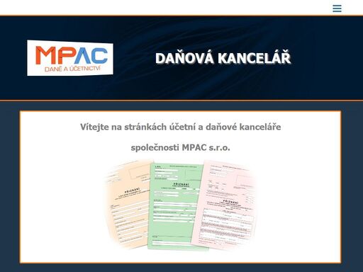 stránky účetní a daňové kanceláře společnosti mpac s.r.o.