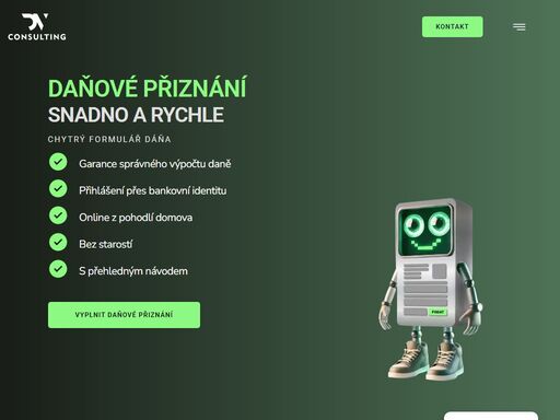 daňové přiznání online a z pohodlí domova. garance správného výpočtu daně. přihlášení přes bankovní identitu. s přehledným návodem