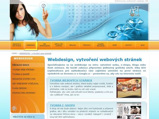 webdesign: vytvoření webu, e-shopu, nebo flash animace na míru. k tomu seo - optimalizace pro vyhledávače pro rapidní zvýšení návštěvnosti web stránek