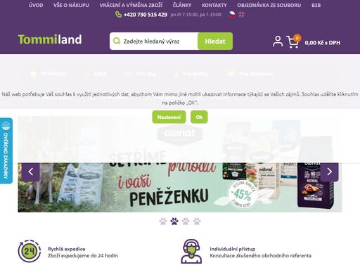 tommiland chovatelské potřeby pro psypespsivodítkoobojeknáhubekoblečekoblečkypelechpelíšekpostrojpřepravkapřepravnípro kočkykočkaškrábadloakvaristikaakvarijnírybičkytopítkočerpadlofiltrosvětleníakváriumteráriumpro exotypapoušekpro papouškypro hlodavcehlodavcipro morčatapro králíkypro fretkykrálíkklecpro křečkykřečekteraristikapro chovatelechovatelantiparazitníkrmenígranulepro štěňatastelivokočkolit srdečně vítejte v tommilandu, partnerské prodejně tommi cz s.r.o. – výrobce a velkoobchodu chovatelských potřeb a krmiv. jsme ryze česká firma působící více než 20 let ve výrobě a distribuci chovatelských potřeb. vaši objednávku expedujeme do 24 hod. na telefonu je náš referent obchodu, žádná ústředna. výměna nepoškozeného zboží či jeho vrácení je samozřejmostí. poskytujeme záruční i pozáruční servis. okamžitě vidíte, zda je zboží skladem. máme vlastní sklady o ploše 2400m2.