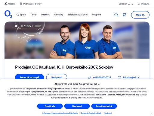prodejna sokolov - oc kaufland, k. h. borovského 2087. o2 služby, telefony, zařízení a příslušenství nebo profesionální podpora a spoustu dalšího, to nabízejí všechny naše značkové prodejny.