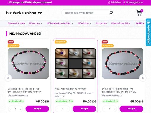 eshop s českou i dovozovou bižuterií. více než 3000 produktů skladem. zakázková výroba bižuterie. více než 95 % objednávek odesíláme do 24h.