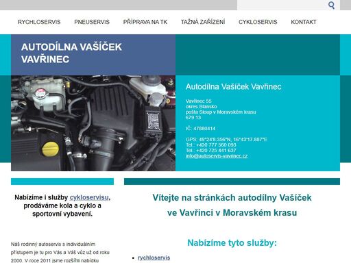 nabídka opravny aut a pneuservisu ve vavřinci v moravském krasu.
