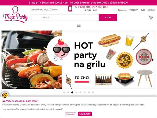 nabízíme největší výběr produktů na párty, oslavy a svatby na trhu. balóny, helium, párty kostýmy, doplňky a dekorace. novinky na skladě každý den.