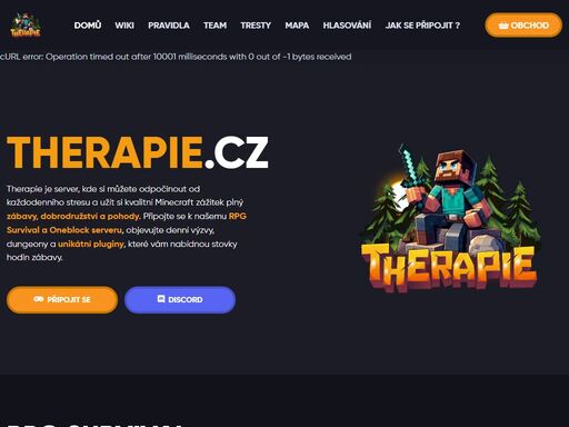 therapie.cz je cz/sk minecraft server s hernými módmi survival a oneblock. zaži oddych, komunitu a zábavu na stabilnom a kvalitnom serveri.