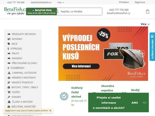 betafish.cz - rybářské potřeby. vítejte v našem obchodě s rybářskými potřebami! naše prodejna s celkovou plochou cca 250m2 patří k největším v okolí a nabízí široký výběr produktů od všech známých značek.
 

naším cílem je poskytnout vám kompletní sortiment rybářských potřeb a příslušenství v jednom místě, aby vaše…