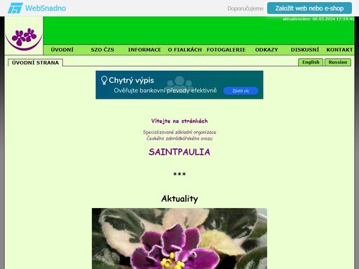 africké fialky - česko-slovenský klub milovníků a pěstitelů saintpaulií, streptokarpů, kohlerií, sinningií a dalších z čeledi gesneriaceae - podpětovité