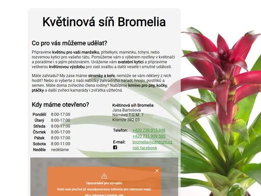 květinová síň bromelia v křemži