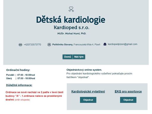 kardioped (ordinace dětské kardiologie) nabízí komplexní kardiologické vyšetření, monitoraci krevního tlaku, ekg vyšetření. 