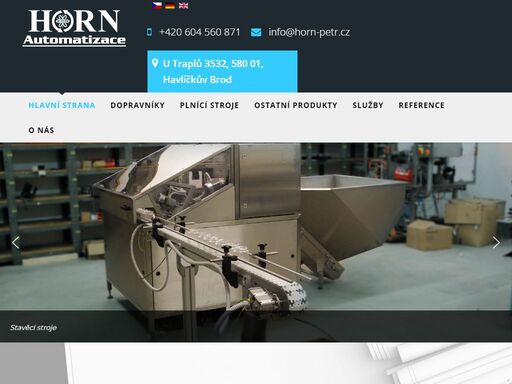 horn automatizace - dopravníky, plnící, třídící a další stroje. výroba a servis.