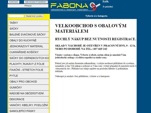 fabona-obaly náchod - velký výběr obalového materiálu pro firmy a domácnosti. prodáváme tašky, sáčky, pytle, folie, jednorázové nádobí a další obaly. rychlá expedice, kvalitní produkty a skvělé ceny. objednejte online a nechte si doručit zboží až k vám domů!