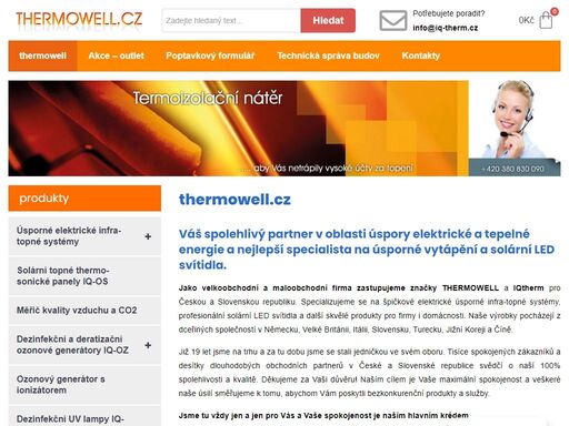 jako velkoobchodní a maloobchodní firma zastupujeme značky thermowell a iqtherm pro českou a slovenskou republiku. specializujeme se na špičkové elektrické
