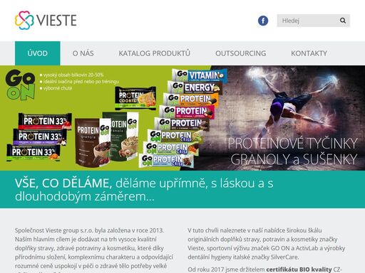 společnost vieste group s.r.o. byla založena v roce 2013. naším hlavním cílem je dodávat na trh vysoce kvalitní doplňky stravy, zdravé potraviny a kosmetiku.