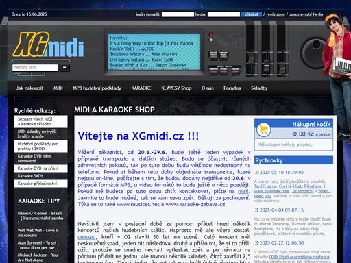 karaoke a midi shop - hudební podklady ve formátech midi, audio, video, cdg, karaoke texty písniček, karaoke sady, nabídka karaoke, karaoke sad, karaoke písniček pro děti i dospělé, karaoke mikrofon, největší nabídka karaoke skladbeb - české, slovenské i zahraniční, midi a karaoke shop
