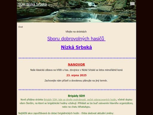 sbor dobrovolných hasičů nízká srbská