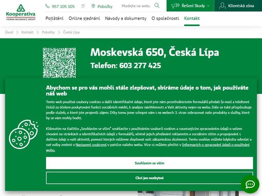 pojišťovna kooperativa - česká lípa, moskevská 650, tel.: 603 277 425, e-mail: pzilkova1@koop.cz, petra žilková - odpovědný vedoucí
