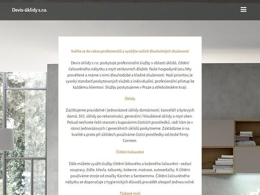 profesionální úklidové služby v praze a středočeském kraji. specialisté na čištění látkového a koženého čalounení.
