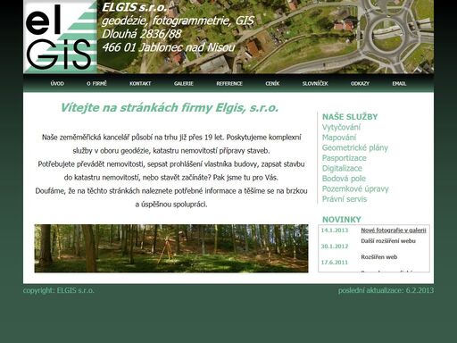 vyhotovení geometrických plánů, projektování pozemkových úprav, vytyčování staveb, digitalizace