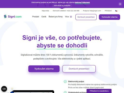 zrychlujeme váš byznys. online elektronický podpis závazných dokumentů i smluv je se signi otázkou pár minut. vytvořte i podepište cokoliv a kdekoliv ?