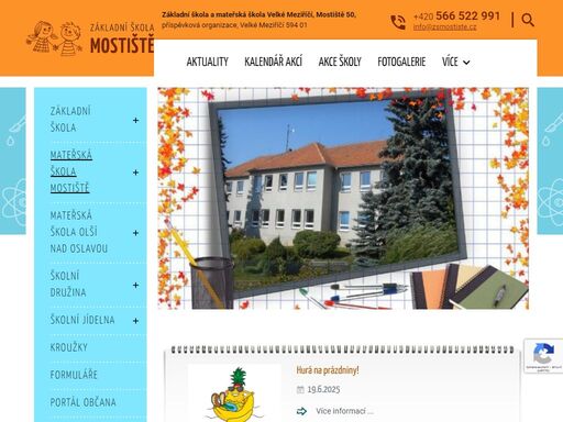 oficiální stránky základní školy mostiště.