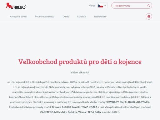 carero s.r.o. – distribuce a velkoobchod kojeneckého a dětského zboží. kojenecké oblečení, autosedačky, cestovní postýlky, jídelní stoličky.