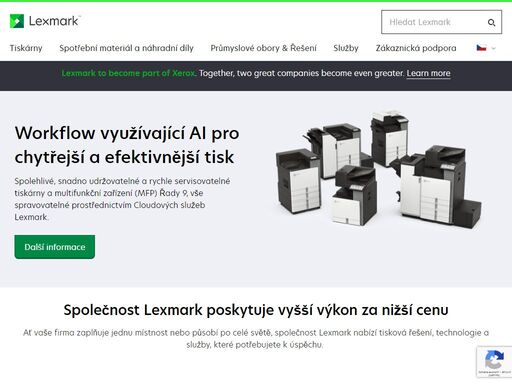 společnost lexmark vytváří průkopnická zobrazovací řešení a technologie, které pomáhají zákazníkům z celého světa tisknout, zabezpečit a spravovat informace snadno, efektivně a s bezkonkurenční hodnotou.