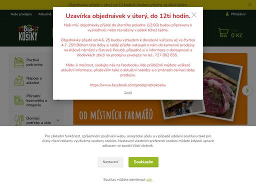 e-shop s nabídkou sezónní čerstvé  bio zeleniny, bio hovězího masa, masa z farmy, poctivých potravin