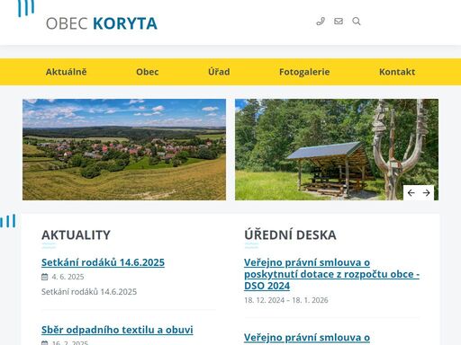 oficiální stránky obce koryta
