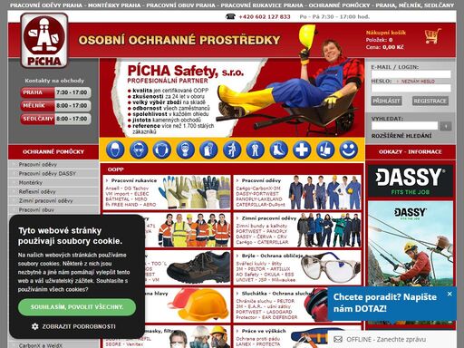 pracovní oděvy - montérky, pracovní obuv, pracovní rukavice, ochranné pomůcky a kompletní sortiment oopp skladem. obchod - praha, mělník, sedlčany.