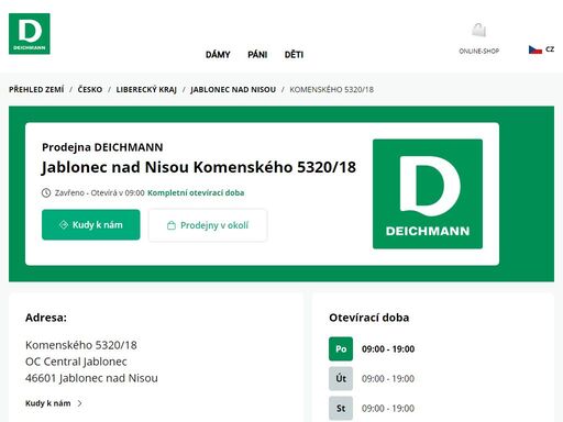váš prodejnu deichmann komenského 5320/18 ve jablonec nad nisou ? otevřít pracovní dobu a ? telefonní číslo ? zobrazit nyní.
