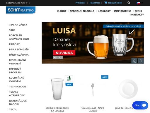 úvod - nejširší výbeř sortimentu pro gastronimi, stolování, servírování a přípravu pokrmů nabízí rodinná firma sahm s více jak 100 letou tradicí.