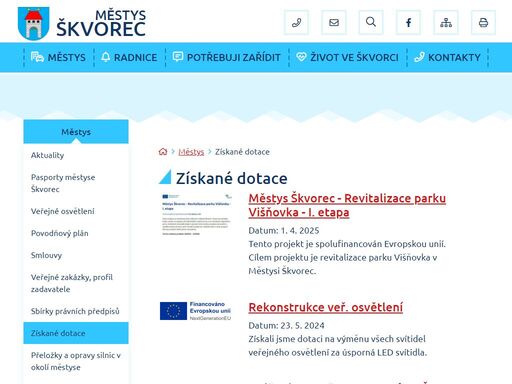 oficiální stránky městysu škvorec