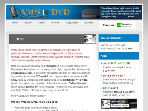 levný a kvalitní převod vhs na dvd, digitalizace videokazet hi8, video8, digital8, minidv, digitalizace audio kazet a magnetofonových kotoučových pásků: úvod