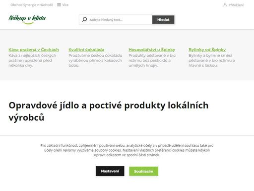 nákup v klidu.cz - kvalitních potravin a lokálních produkty. opravdové jídlo, poctivé produkty lokálních výrobců, čerstvá káva, exkluzivní čokoláda, farmářské produkty a mnoho dalšího.