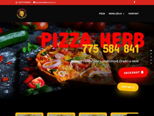 pizza herb 775 584 841 nejlepší rozvoz jídel v jindřichově hradci a okolí objednat kontakt 1. pizza margherita pomodor, sýr, bazalka o 32 cm | 165 kčo 50 cm | 330 kč 2. pizza vesuvio pomodor, sýr, cibule, žampiony, paprika, feferonky o 32 cm | 170 kčo 50 cm | 340 kč 3. pizza salami